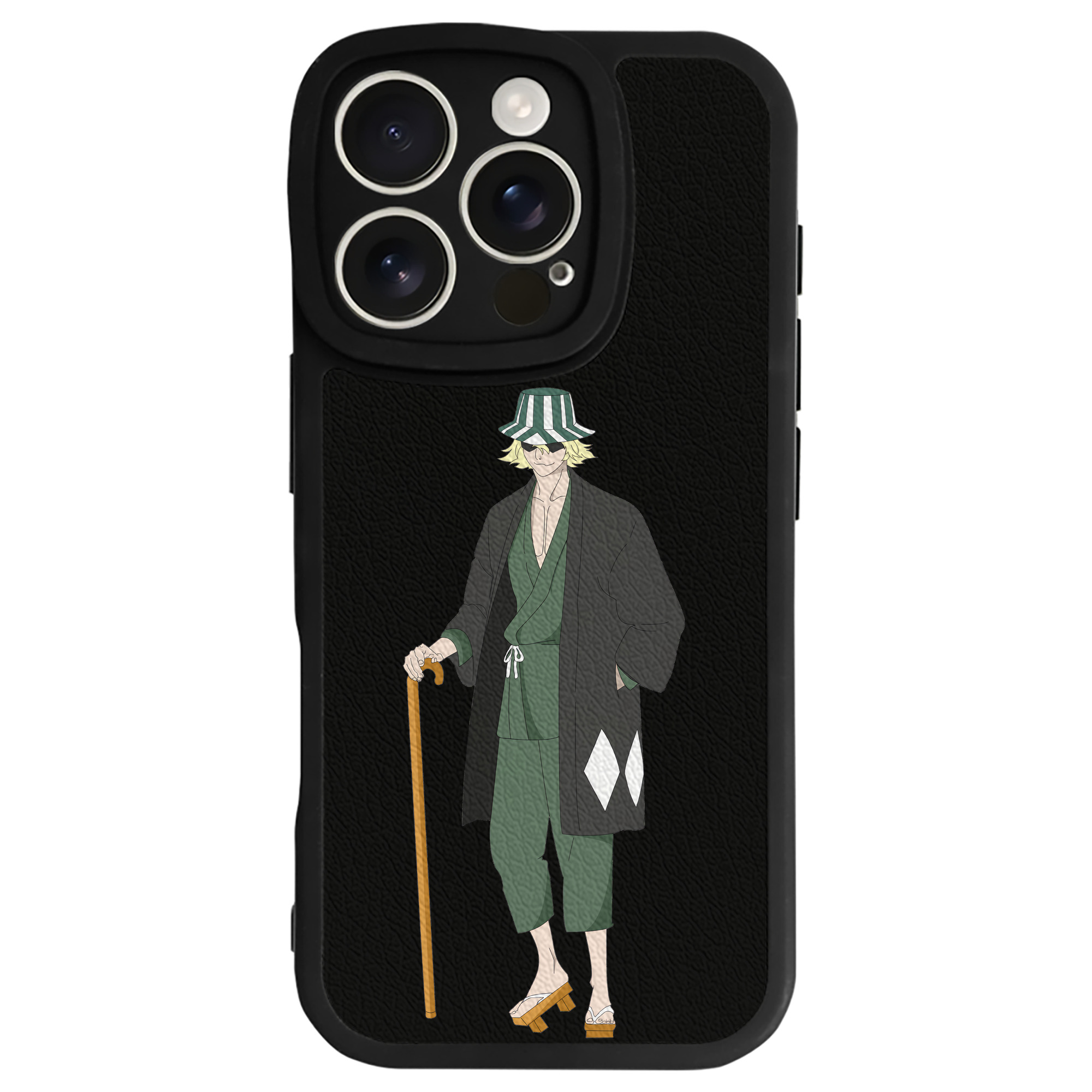 （画像用） "ブリーチ 浦原 喜助（うらはら きすけ） BLEACH Urahara Kisuke " 【iPhone 16シリーズ対応】シリコンスマホケース（レザー調） 材質：シリコン